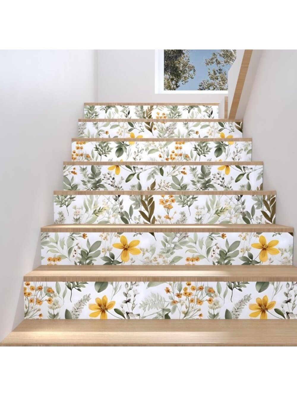 Peel and Stick Vintage Floral Wallpaper - Green Leaf Botanical Self-Adhesive - Picture 6 of 8